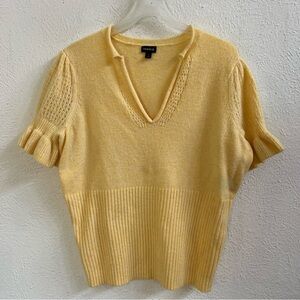 Torrid pale yellow v neck ruffle sleeve sweater